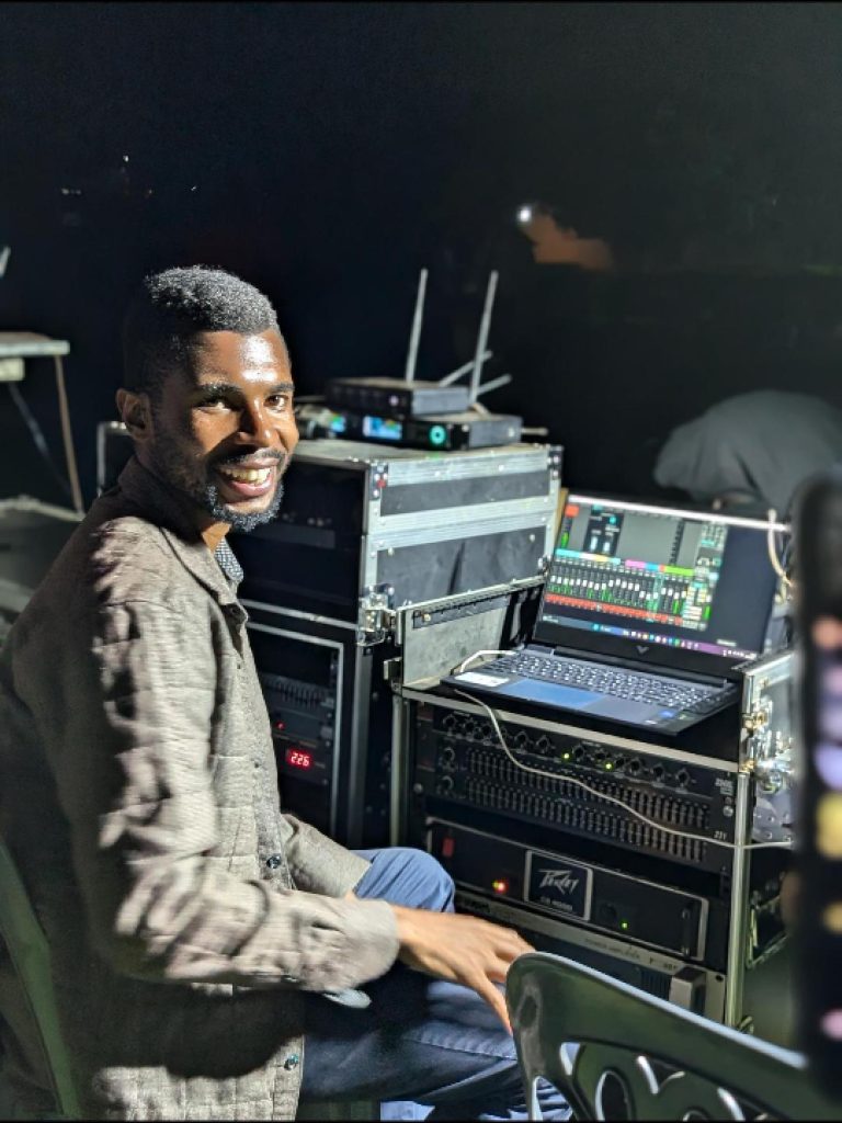 Jotek sound engineer at a mixing rack during an event
