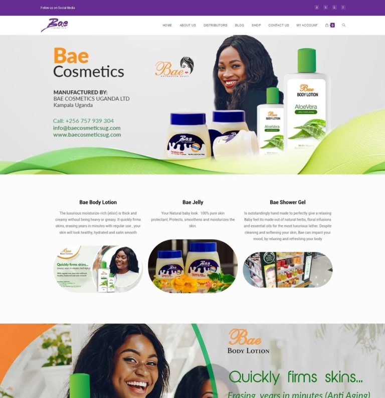 BAE Cosmetics website homepage designed by Jotek