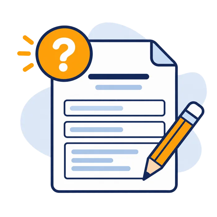 Illustration of a request form being filled in